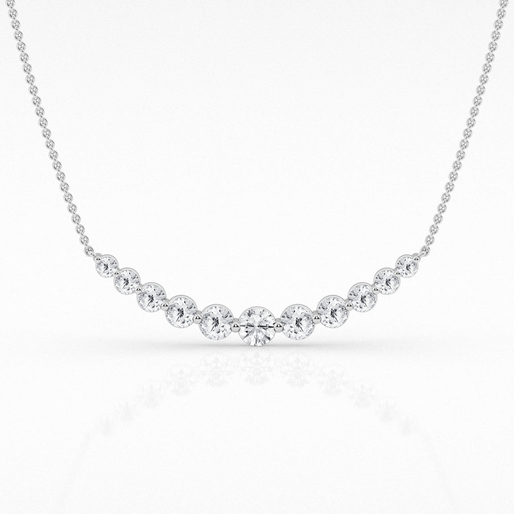 14K White Gold Lab Diamond Smile Pendant Necklace