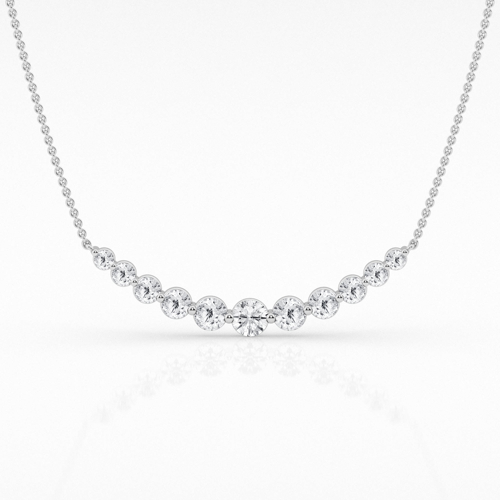 14K White Gold Lab Diamond Smile Pendant Necklace