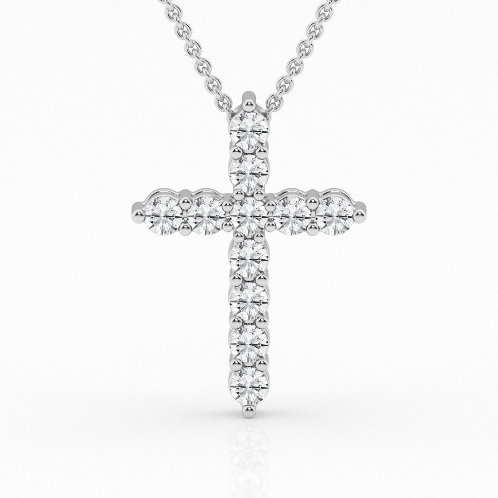 14K White Gold Lab Diamond Cross Pendant (2.00 ctw)