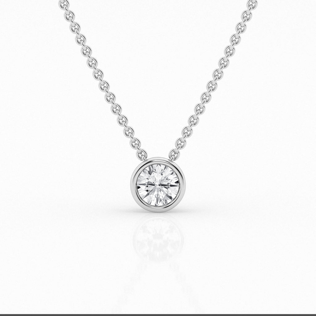 14K White Gold Lab Diamond Solitaire Pendant