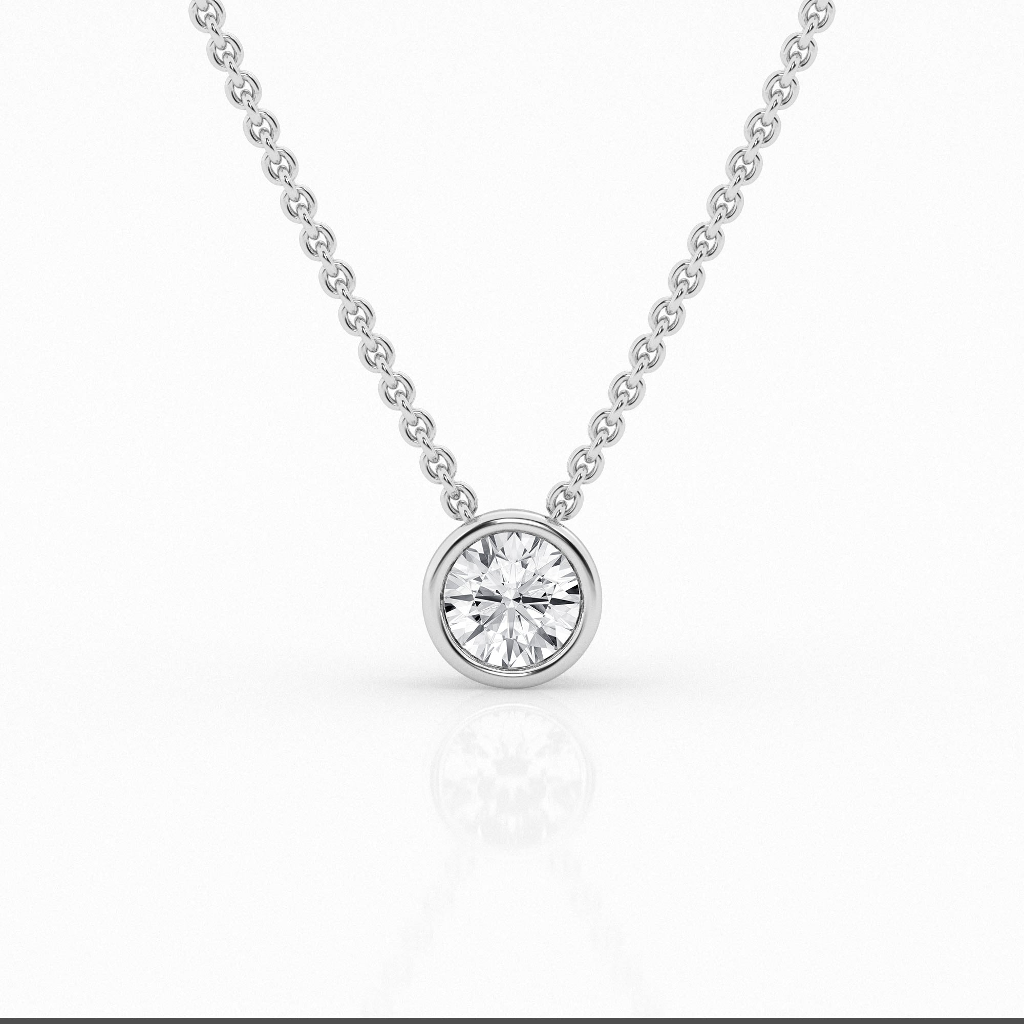 14K White Gold Lab Diamond Solitaire Pendant