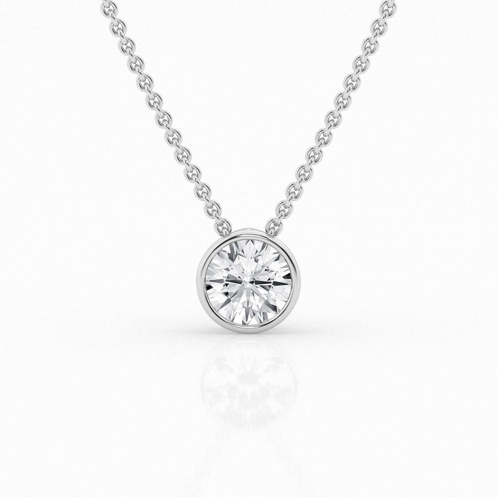 Minimalist 14K White Gold Lab Diamond Bezel Pendant