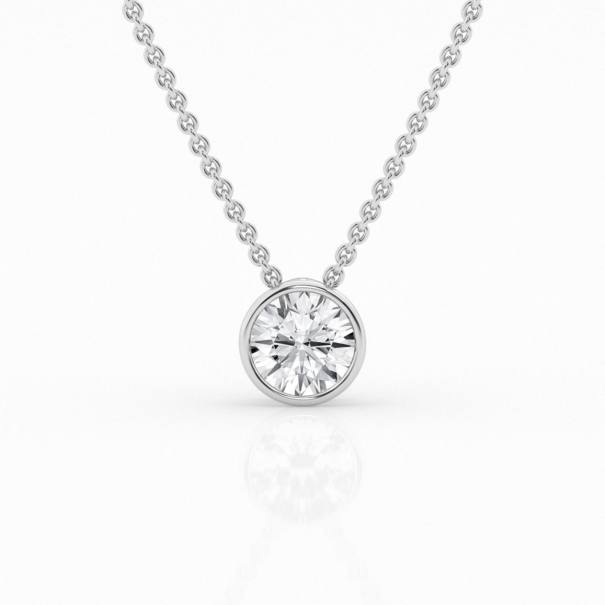 Minimalist 14K White Gold Lab Diamond Bezel Pendant