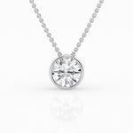 14K White Gold Lab Diamond Solitaire Bezel Pendant