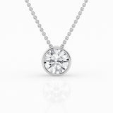 14K White Gold Lab Diamond Solitaire Bezel Pendant