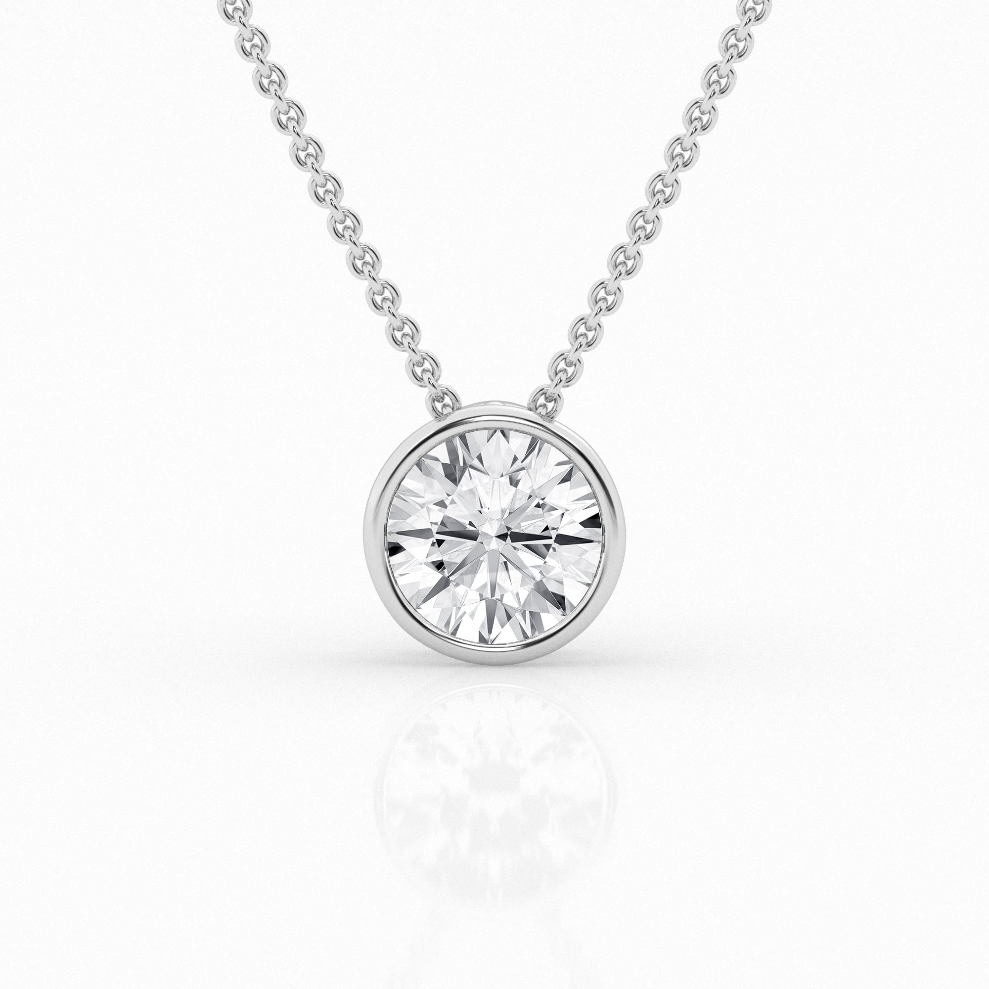 14K White Gold Lab Diamond Solitaire Bezel Pendant