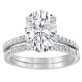 14K White Gold Oval Lab Diamond Halo Engagement Ring