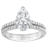 14K White Gold Pear Lab Diamond Halo Engagement Ring