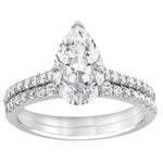 14K White Gold Pear Lab Diamond Halo Engagement Ring