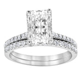 14K White Gold Emerald Cut Lab Diamond Halo Ring