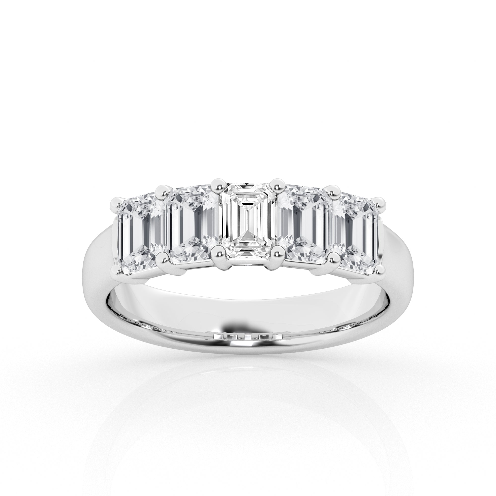 14K White Gold 5-Stone Emerald Lab Diamond Engagement Ring