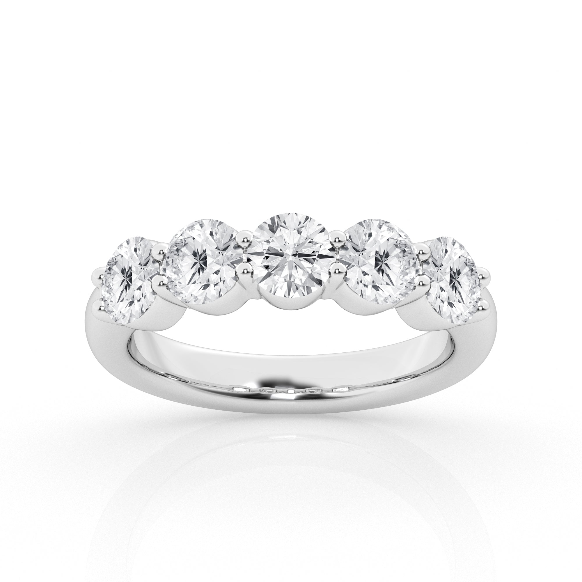 14K White Gold 5-Stone Lab Diamond Engagement Ring