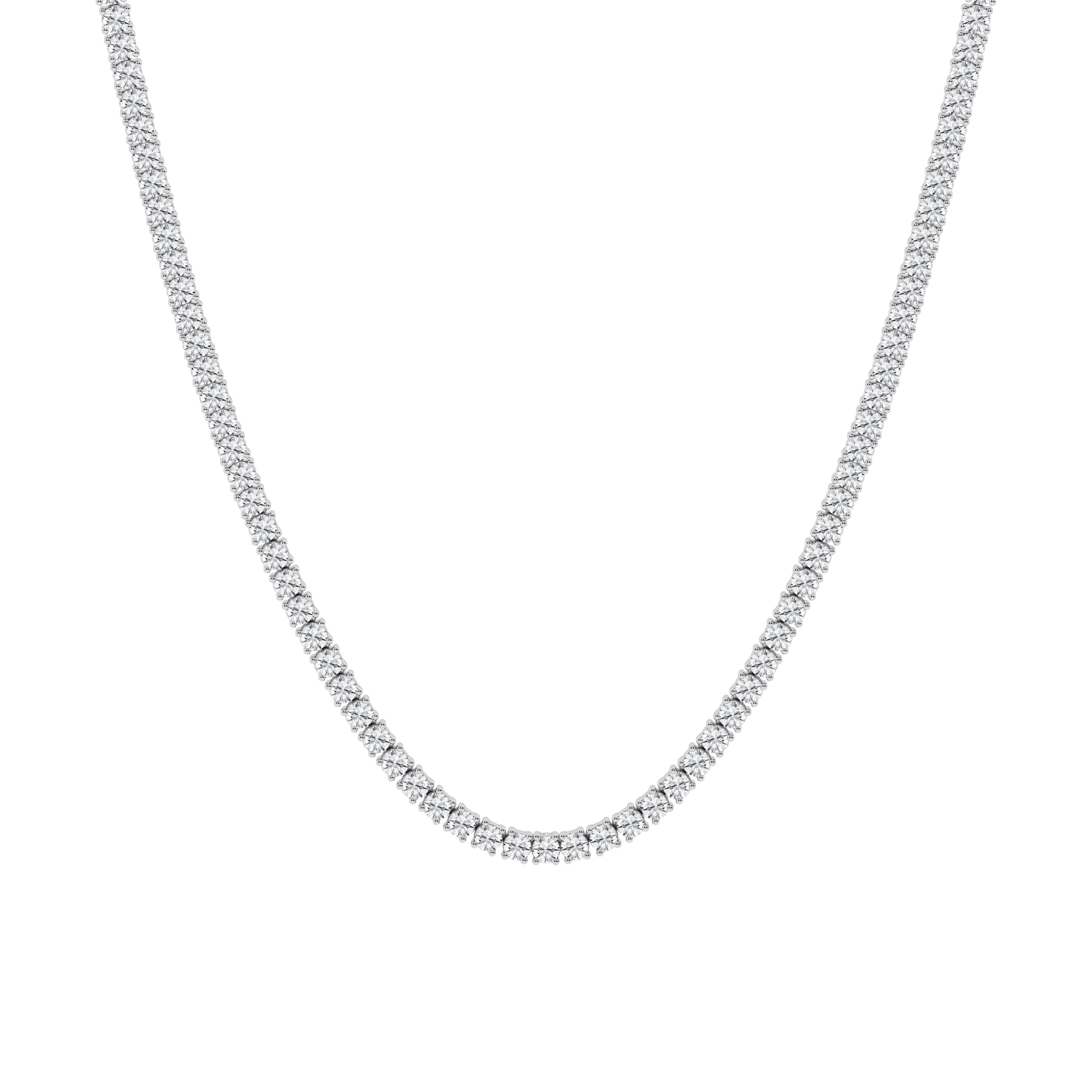 15 CT Lab Diamond Tennis Necklace in 14K White Gold