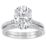 14K White Gold Oval Lab Diamond Halo Engagement Ring