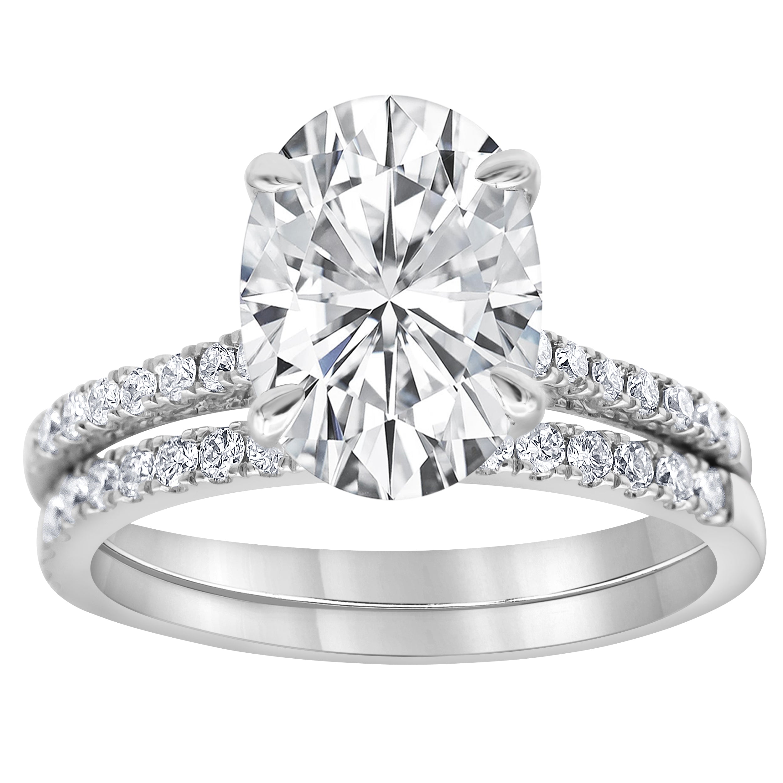 14K White Gold Oval Lab Diamond Halo Engagement Ring