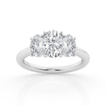 Oval Lab Diamond Trilogy Ring in 14K White Gold