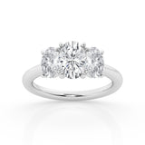 Oval Lab Diamond Trilogy Ring in 14K White Gold