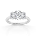Oval Lab Diamond Trilogy Ring in 14K White Gold