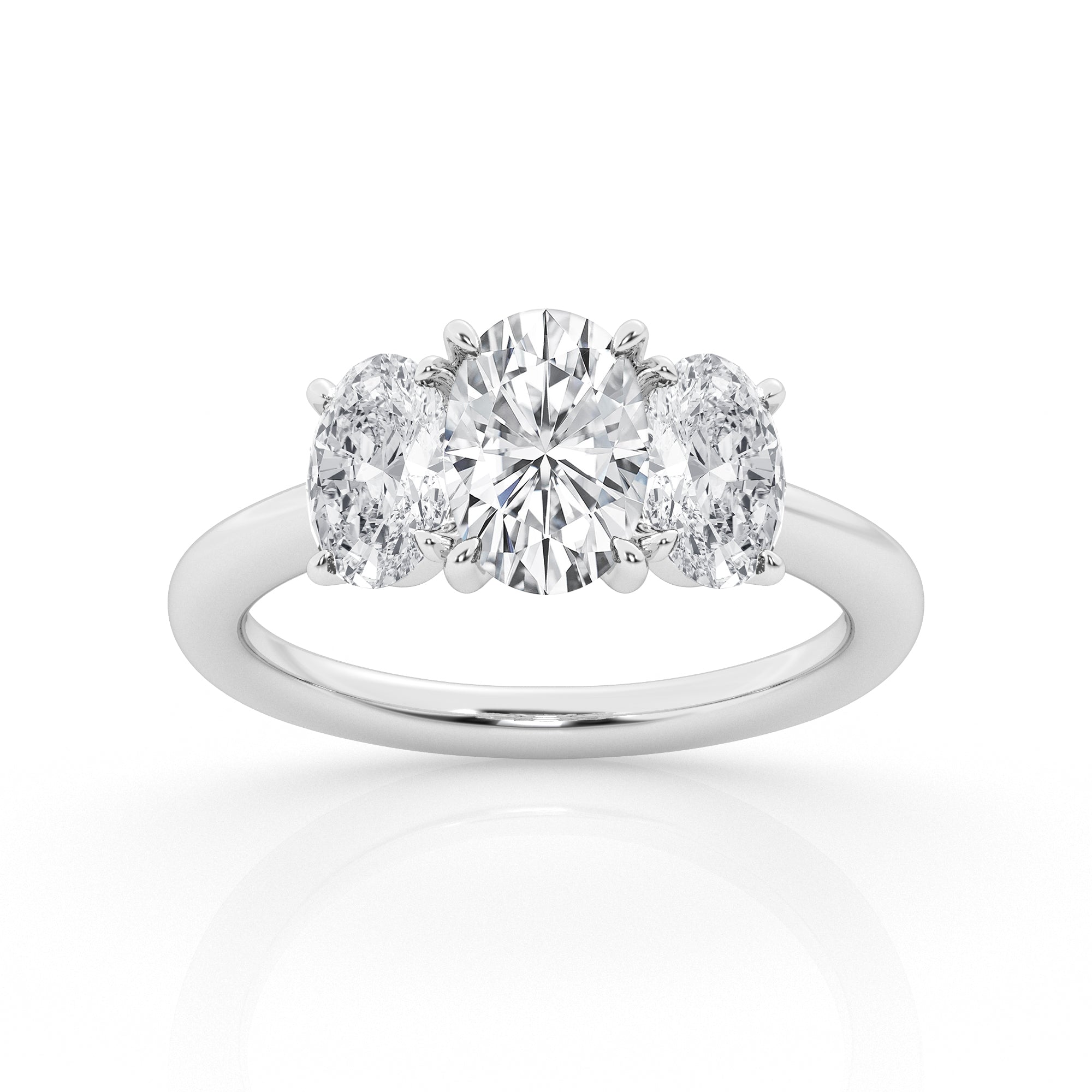 Oval Lab Diamond Trilogy Ring in 14K White Gold