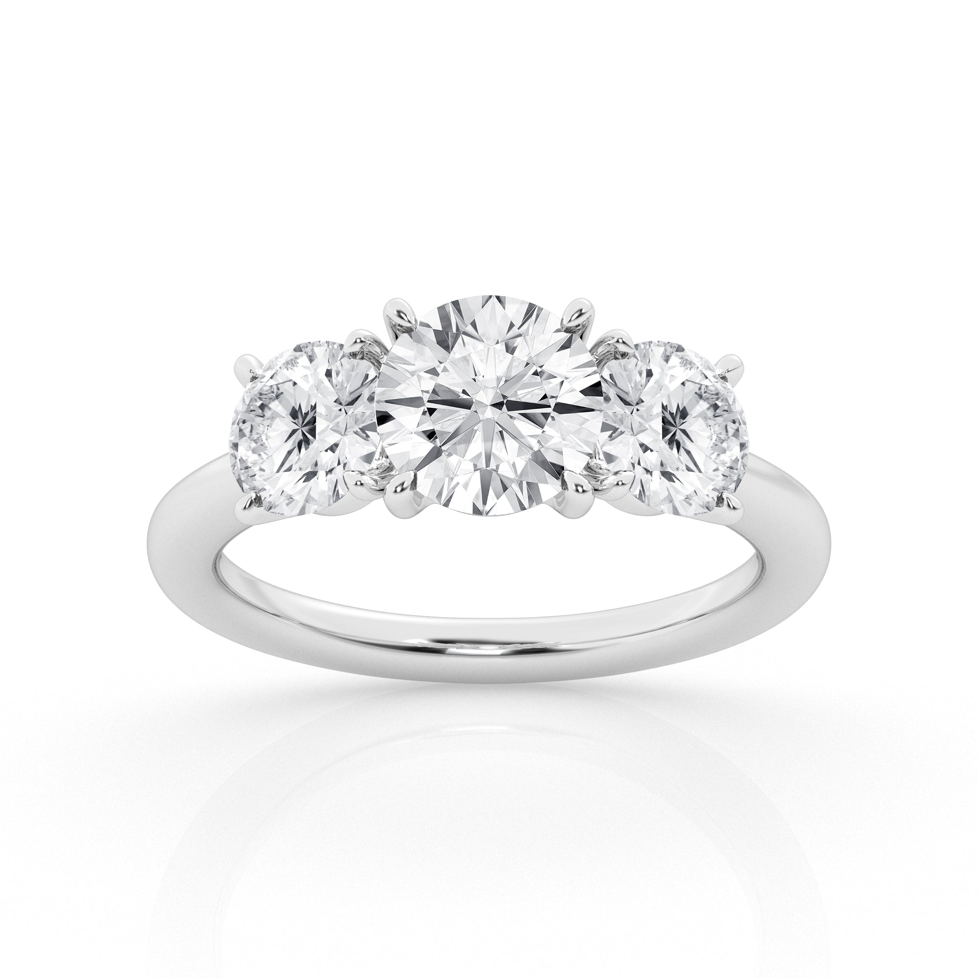 14K White Gold 3-Stone Lab Diamond Engagement Ring