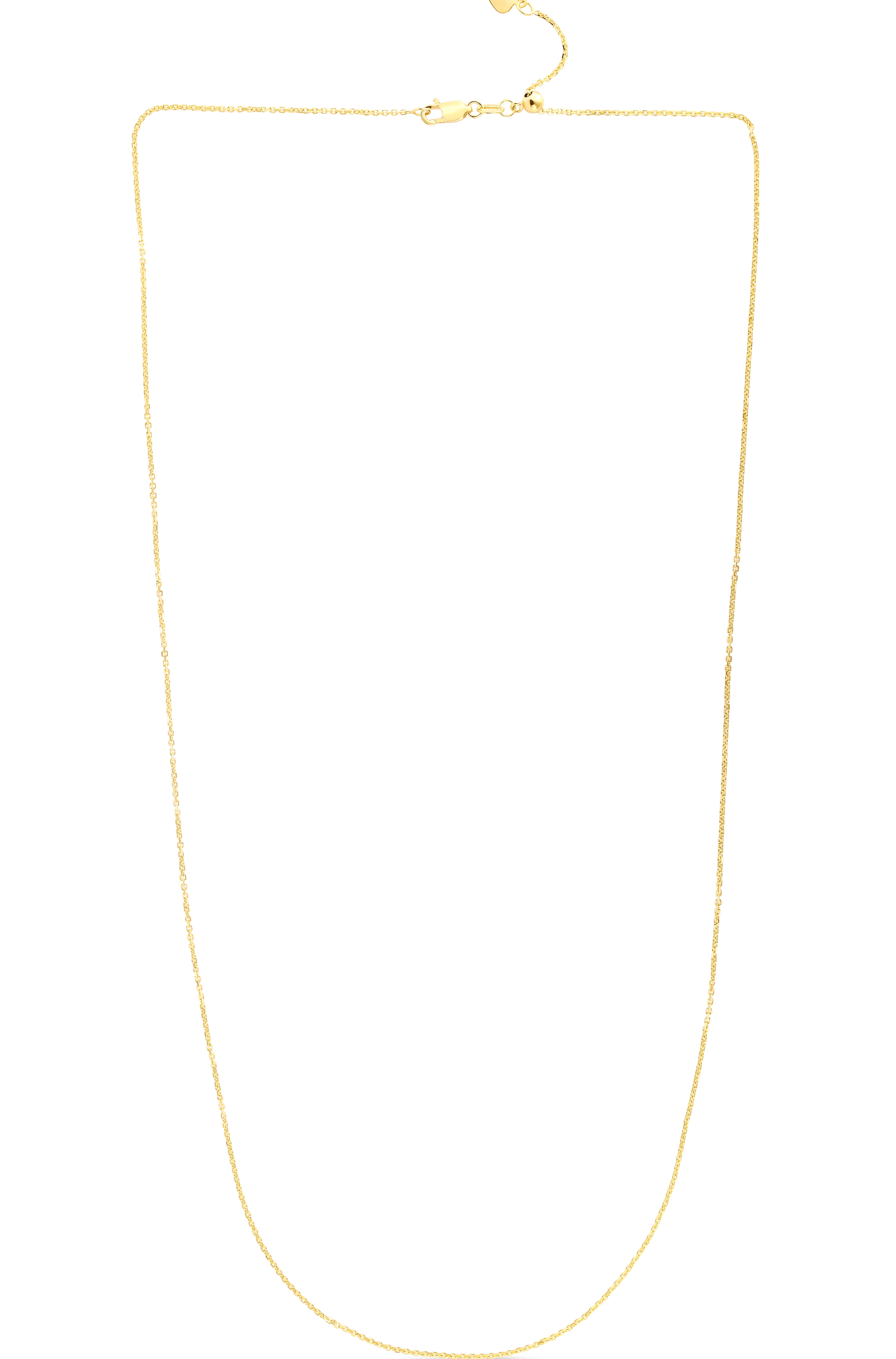14K Gold 1.1mm Adjustable Diamond Cut Cable Chain