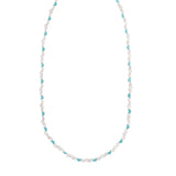 Silver Enamel Hearts Chain Necklace