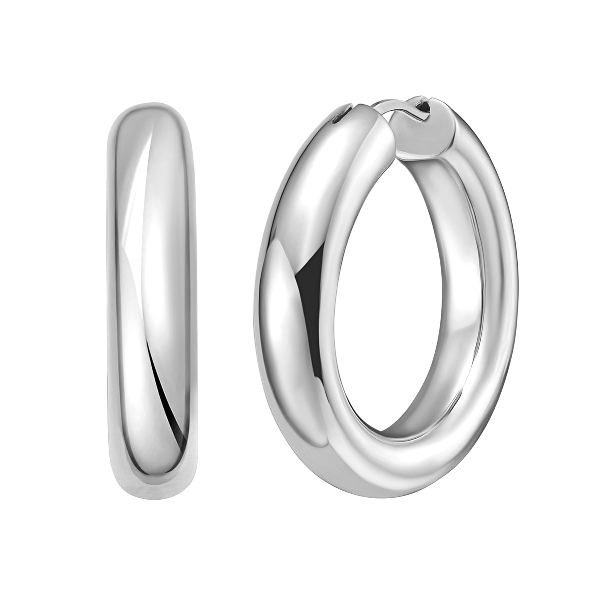Silver 20mm Round Hinged Hoops