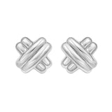 Silver Puffy Double X Earring