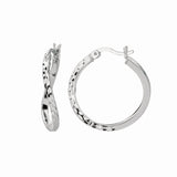 Silver 20mm Diamond Cut Twist Hoop Earring