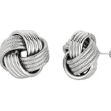 Silver Mini Textured & Polished Love Knot Earring