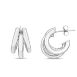 Silver 16mm Triple Barrelled Hoops