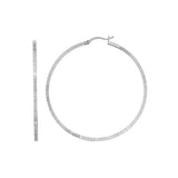 Silver 50mm Striped Diamond Cut Hoop Earring