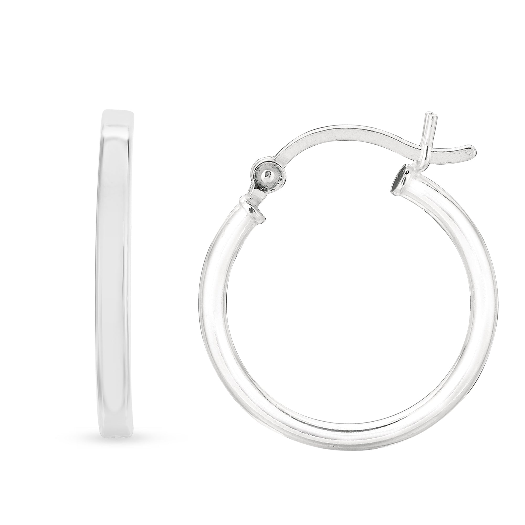 Silver 2x15mm Hoop Earring