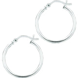 Silver 2x20mm Hoop Earring