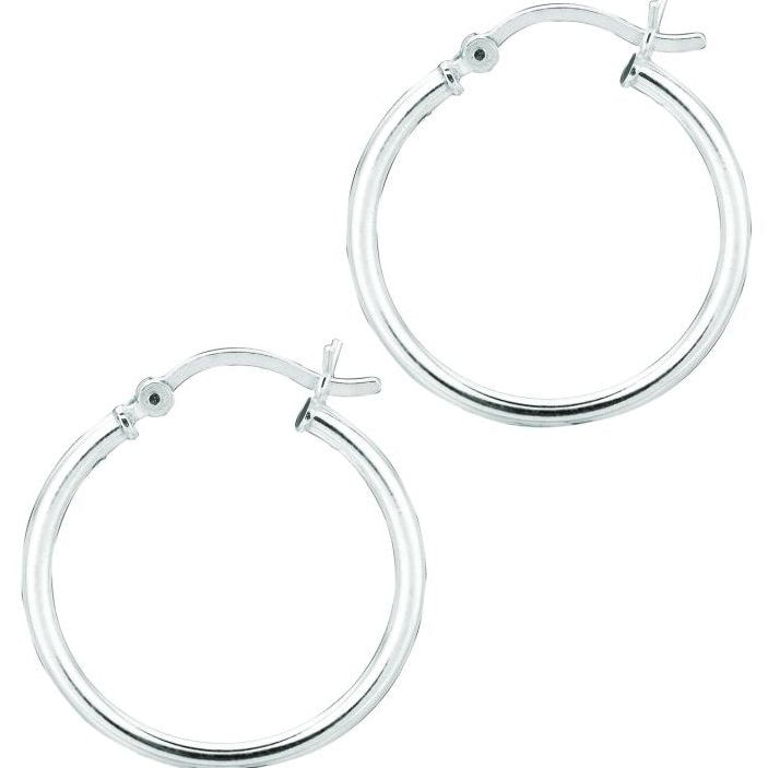 Silver 2x20mm Hoop Earring