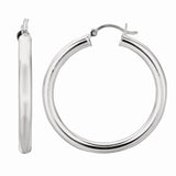 Silver 4x35mm Hoop Earring