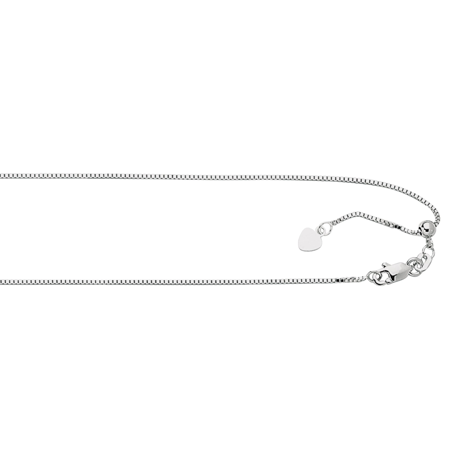 Silver 0.79mm Adjustable 30"" Box Chain