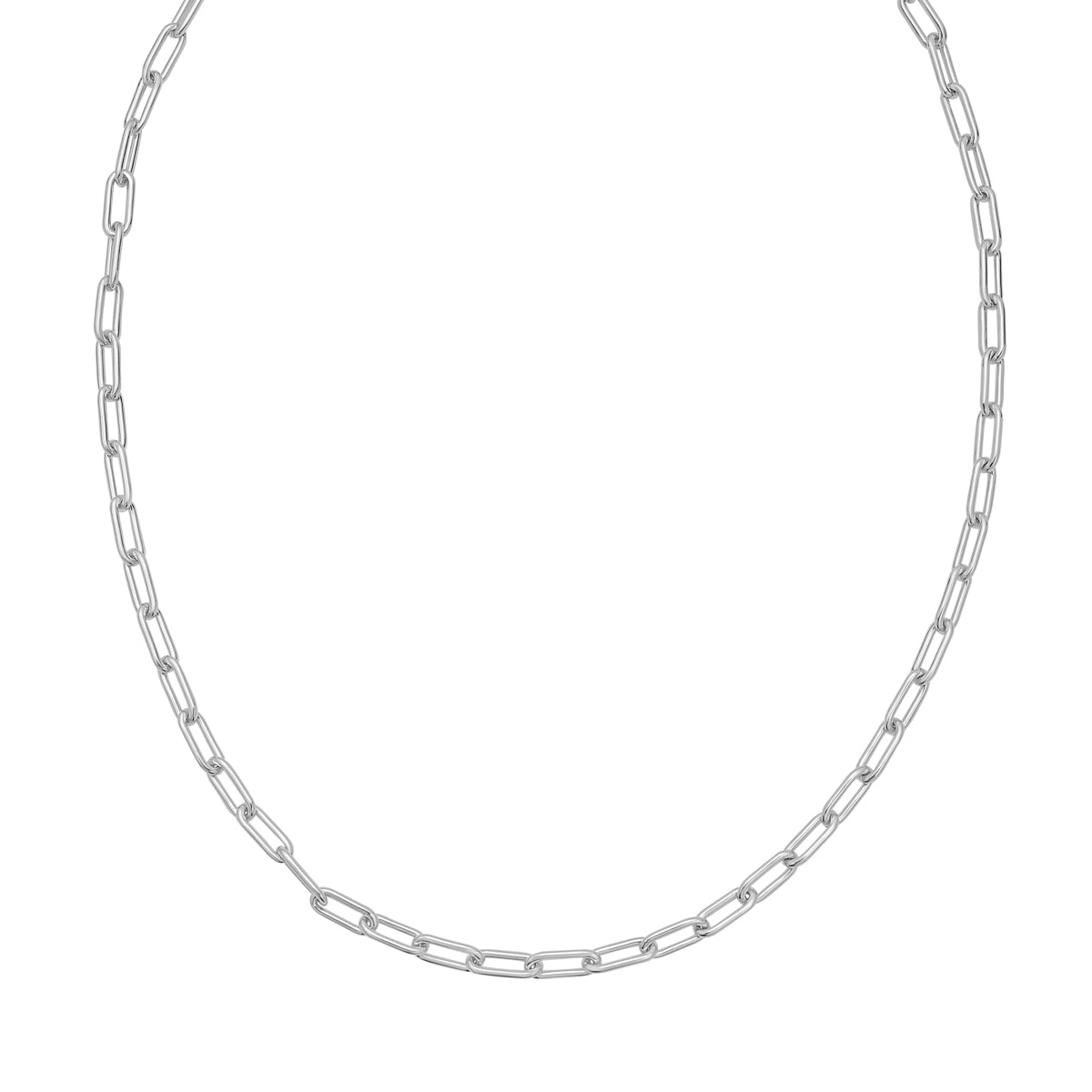 Silver 5.2mm Round Link Paperclip Chain