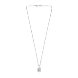 Silver CZ Starburst Locket Necklace