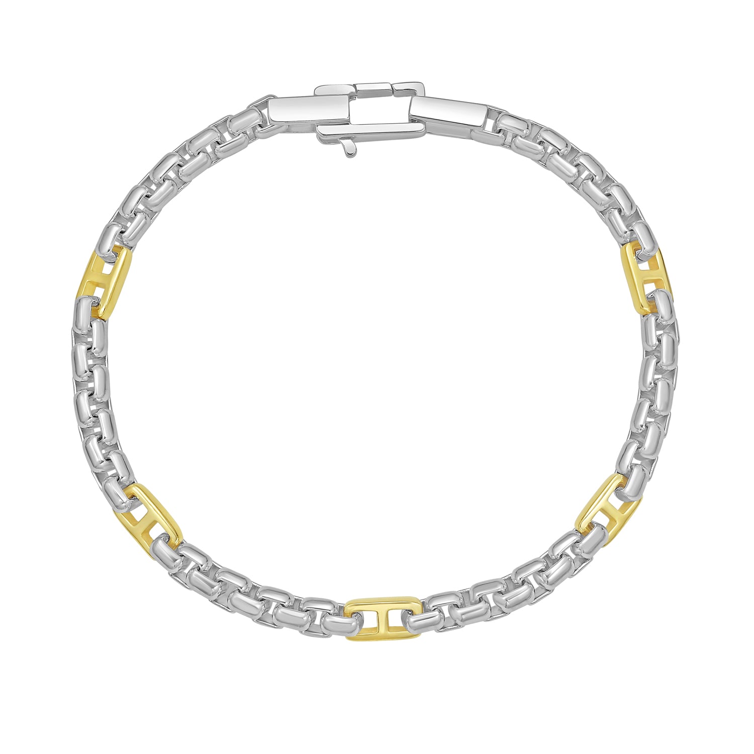 Silver Mens Mariner Box Link