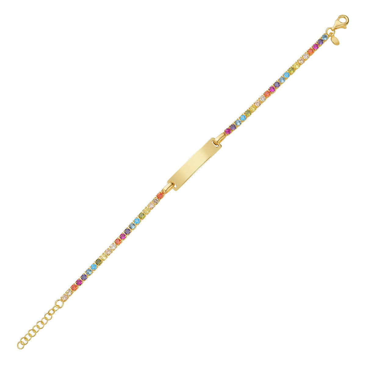 Gold Over Silver Rainbow CZ ID Bracelet