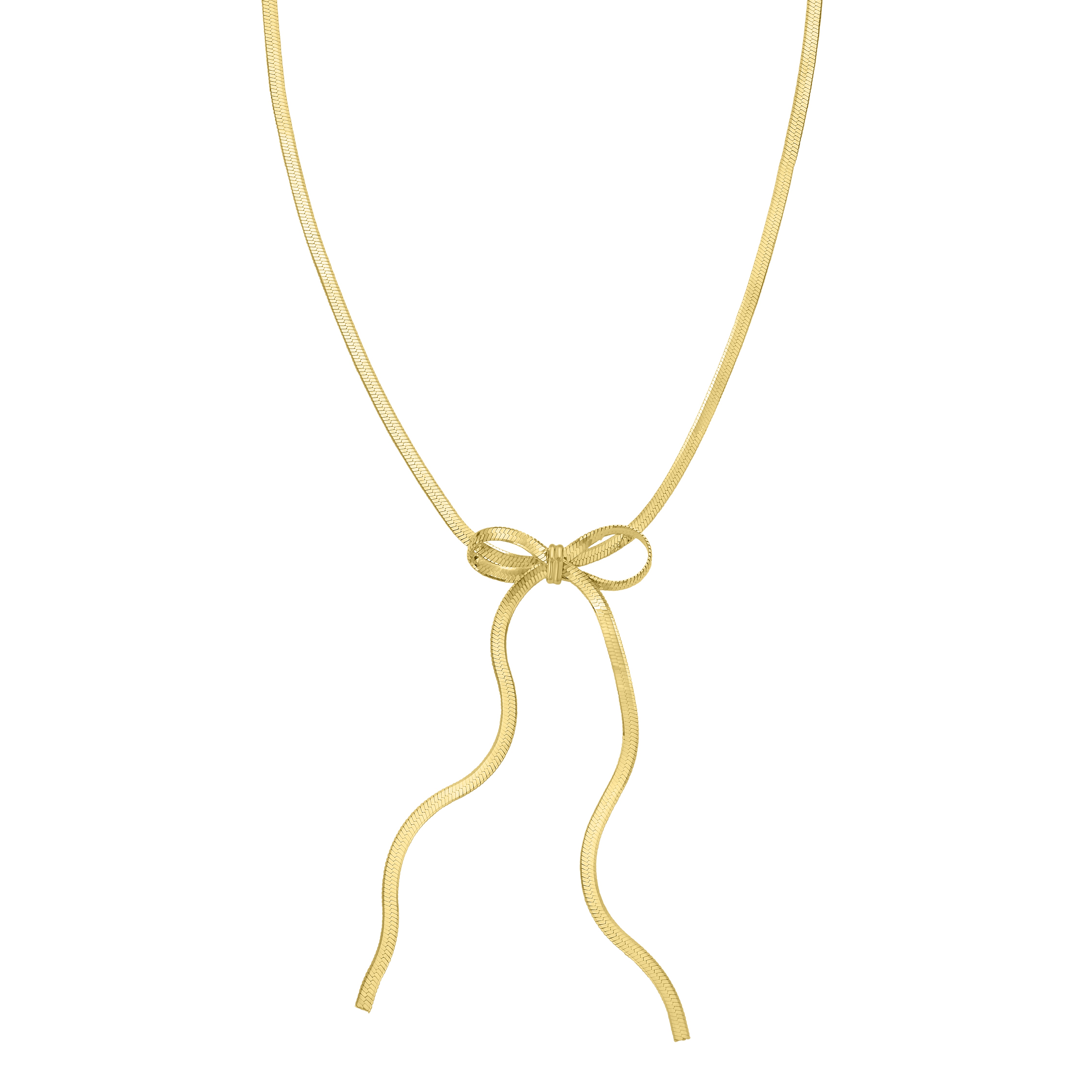Gold Over Silver Snake Chain Bow Necklace