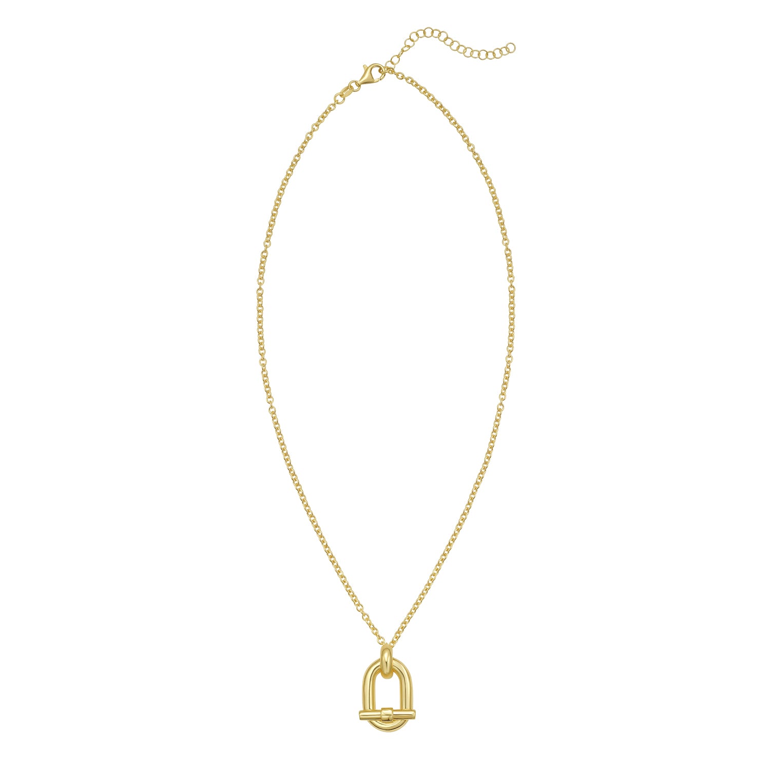 Gold Over Silver Open Oval Cable Link Necklace