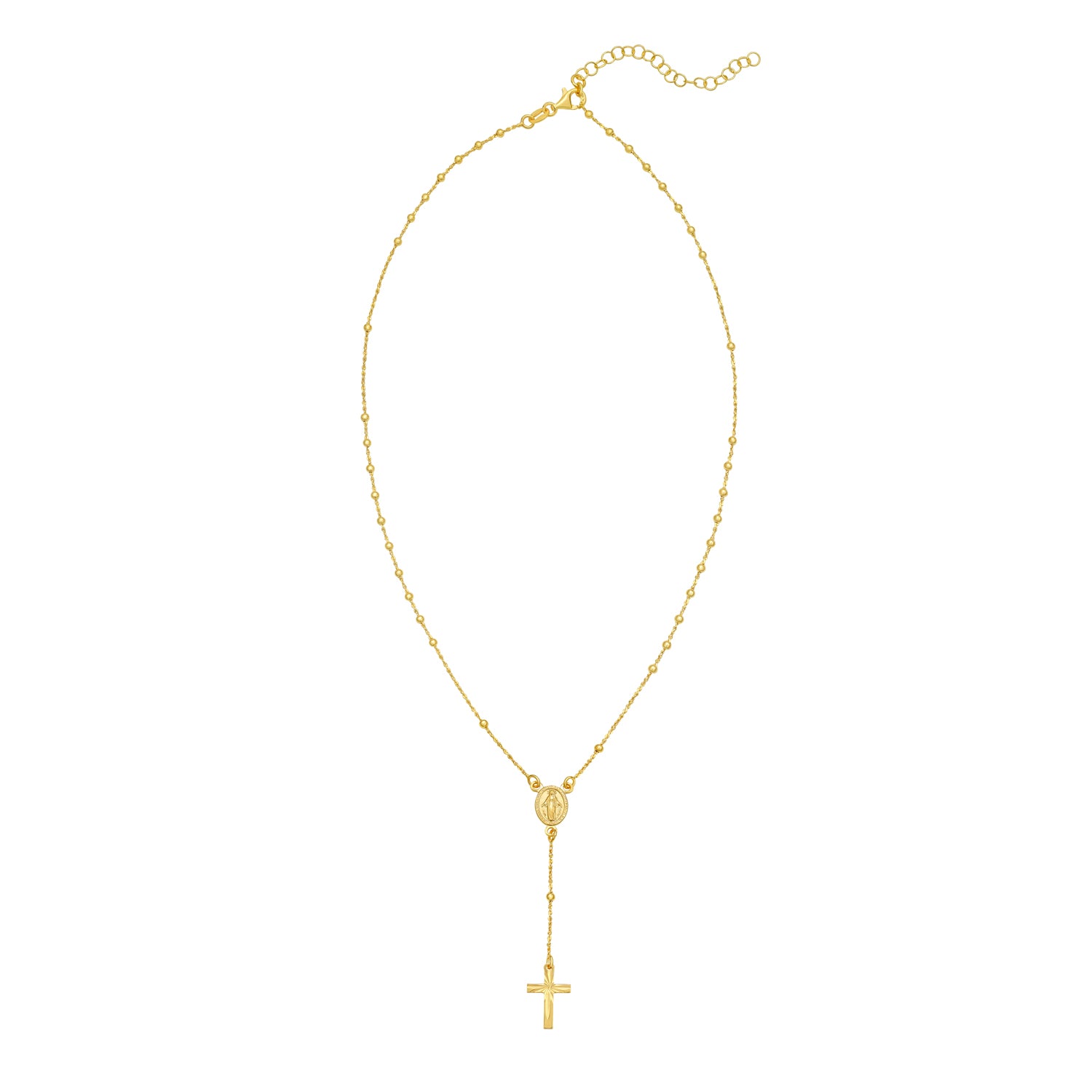 Gold Over Silver Rosary Bead Necklace