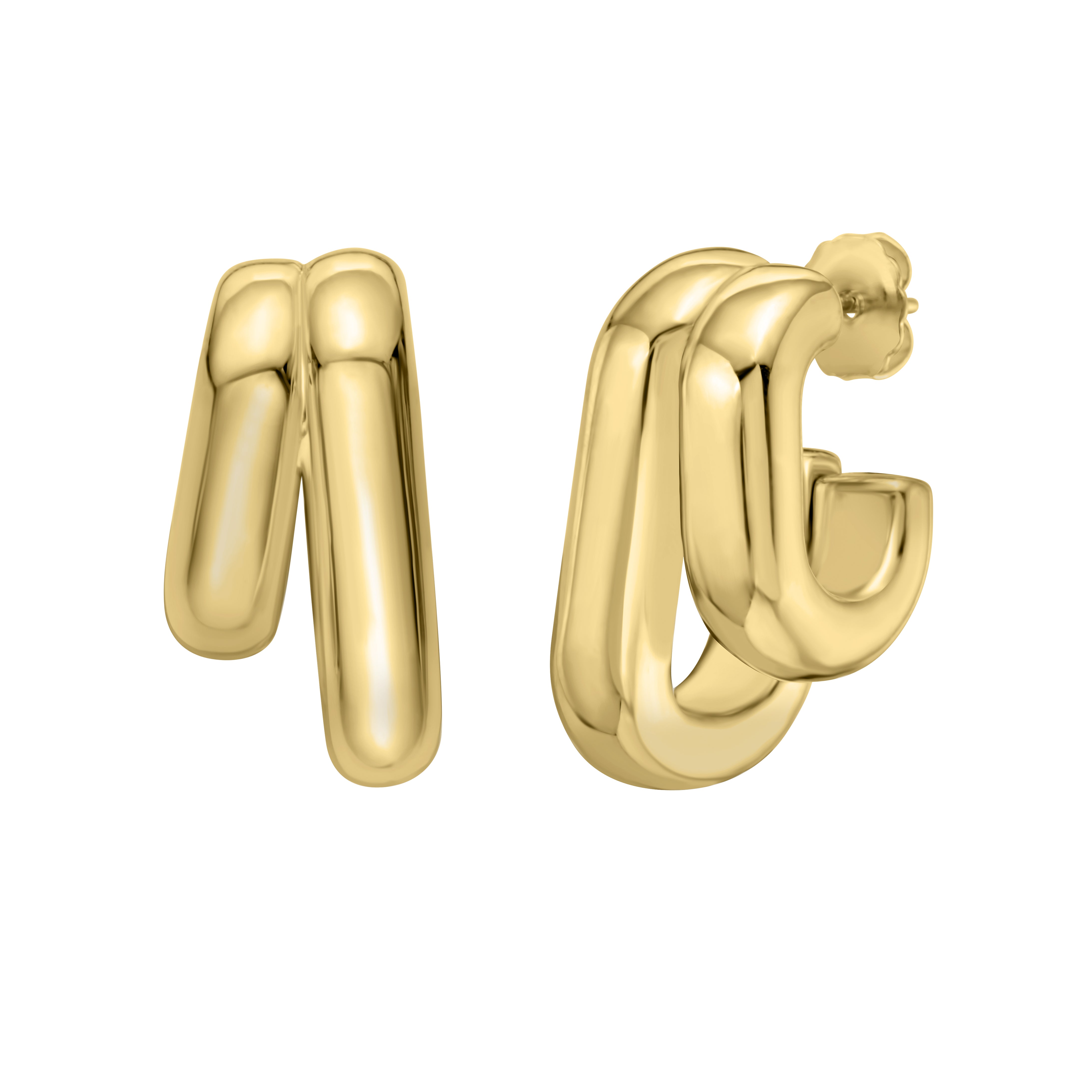 Gold Over Silver Biggie Smalls Paperclip Hoops