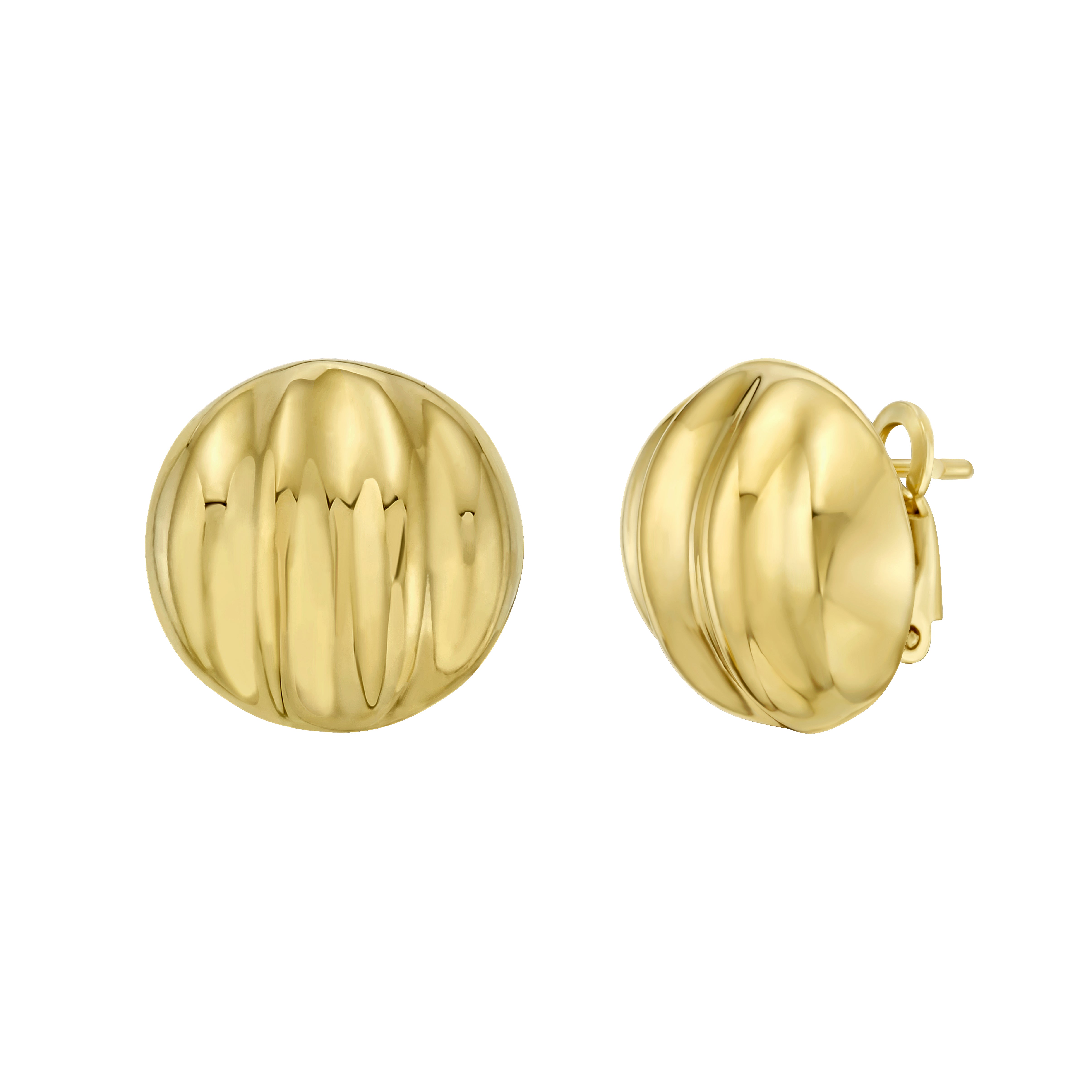 Gold Over Silver Sculpted Domed Disc Studs