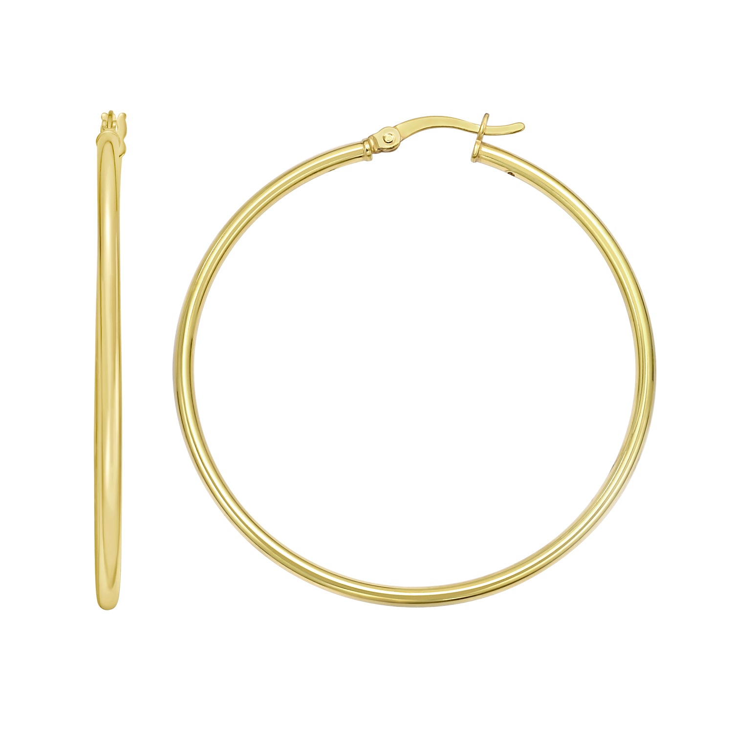 Gold Over Silver 2x40mm Hoop Earring