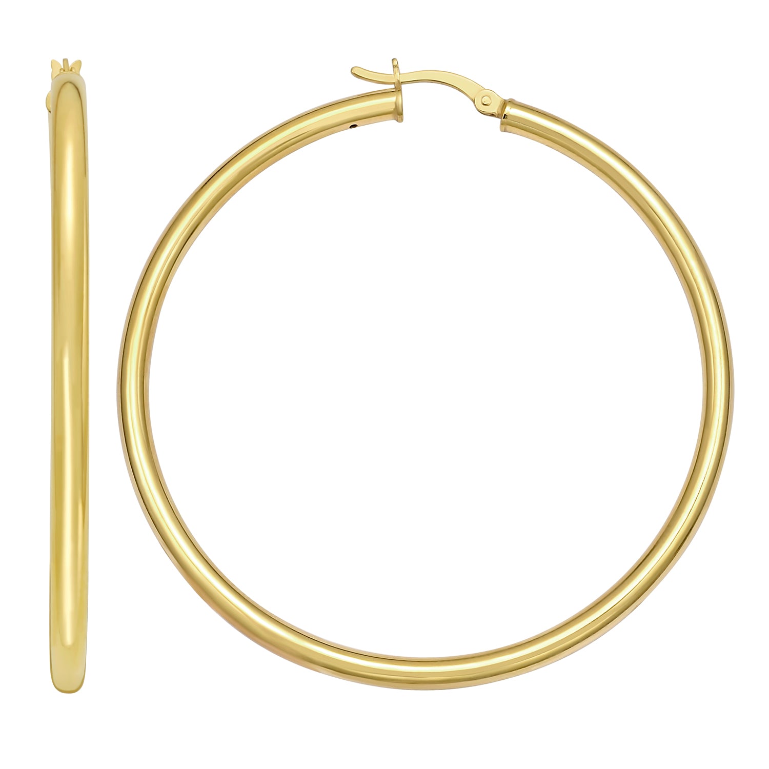 Gold Over Silver 3x50mm Hoop Earring