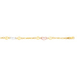 14K Tri-color Gold Heart and Swirl Anklet