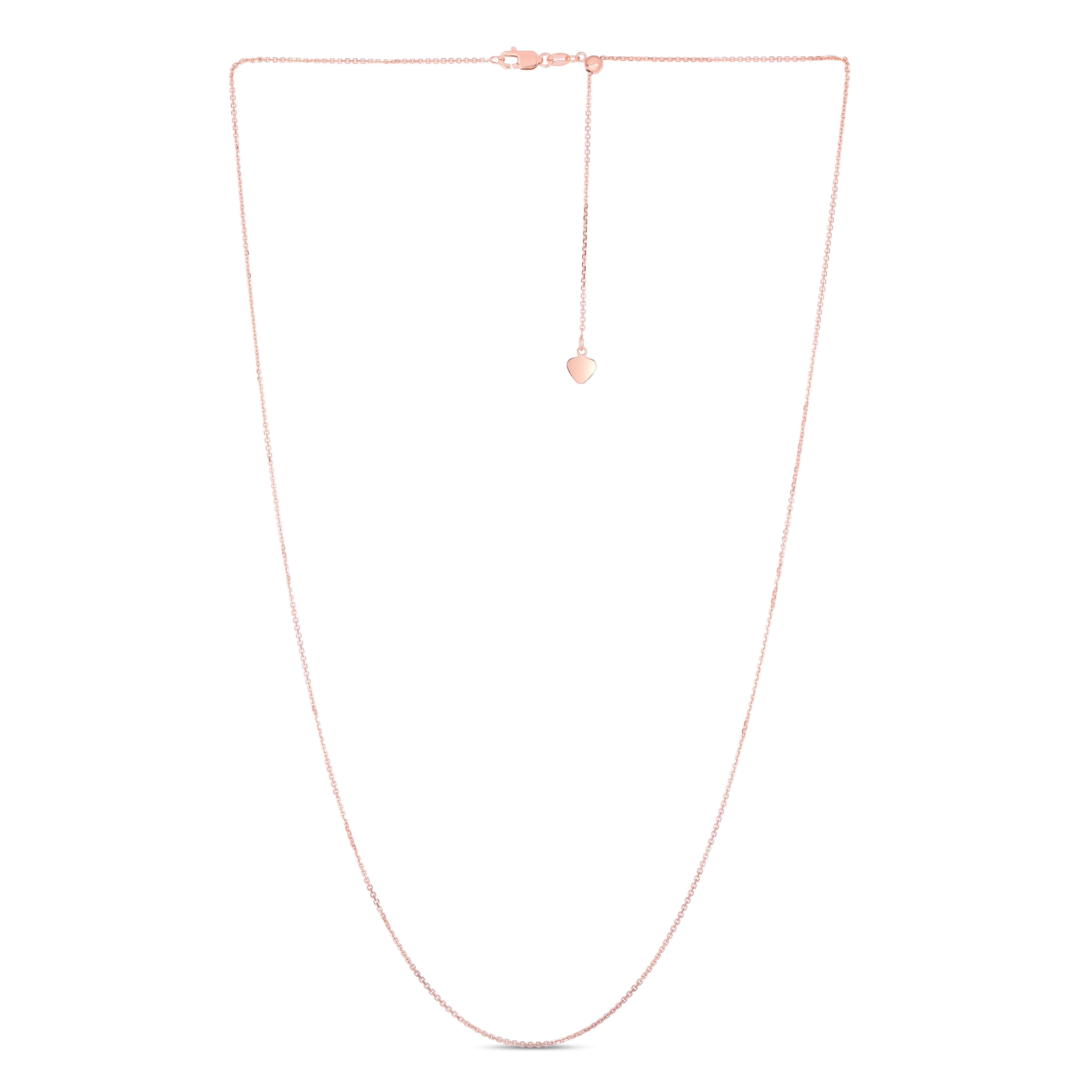 14K Gold 1.1mm Adjustable Diamond Cut Cable Chain